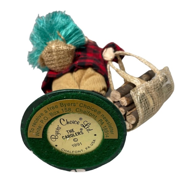 1991 BYERS CHOICE CAROLER LITTLE LUMBER JACK BOY WITH TREE AND FIREWOOD - Picture 6 of 6